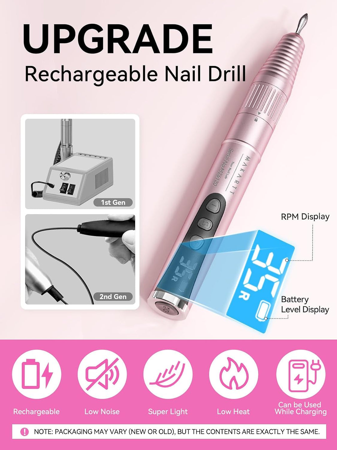 Makartt - Taladro de uñas inalámbrico para principiantes: lima elec...