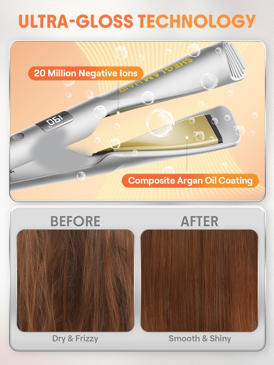 SHEGLAM Plancha plana para alisar el cabello, alisador y rizador de...