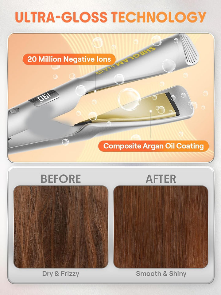 SHEGLAM Plancha plana para alisar el cabello, alisador y rizador de...