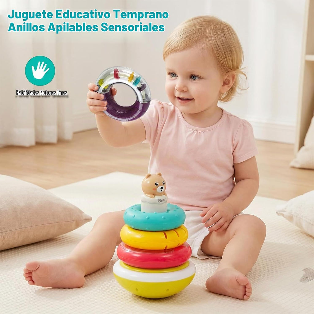 Montessori - Juguete apilable para bebé de 6 a 12 meses, anillos apilables