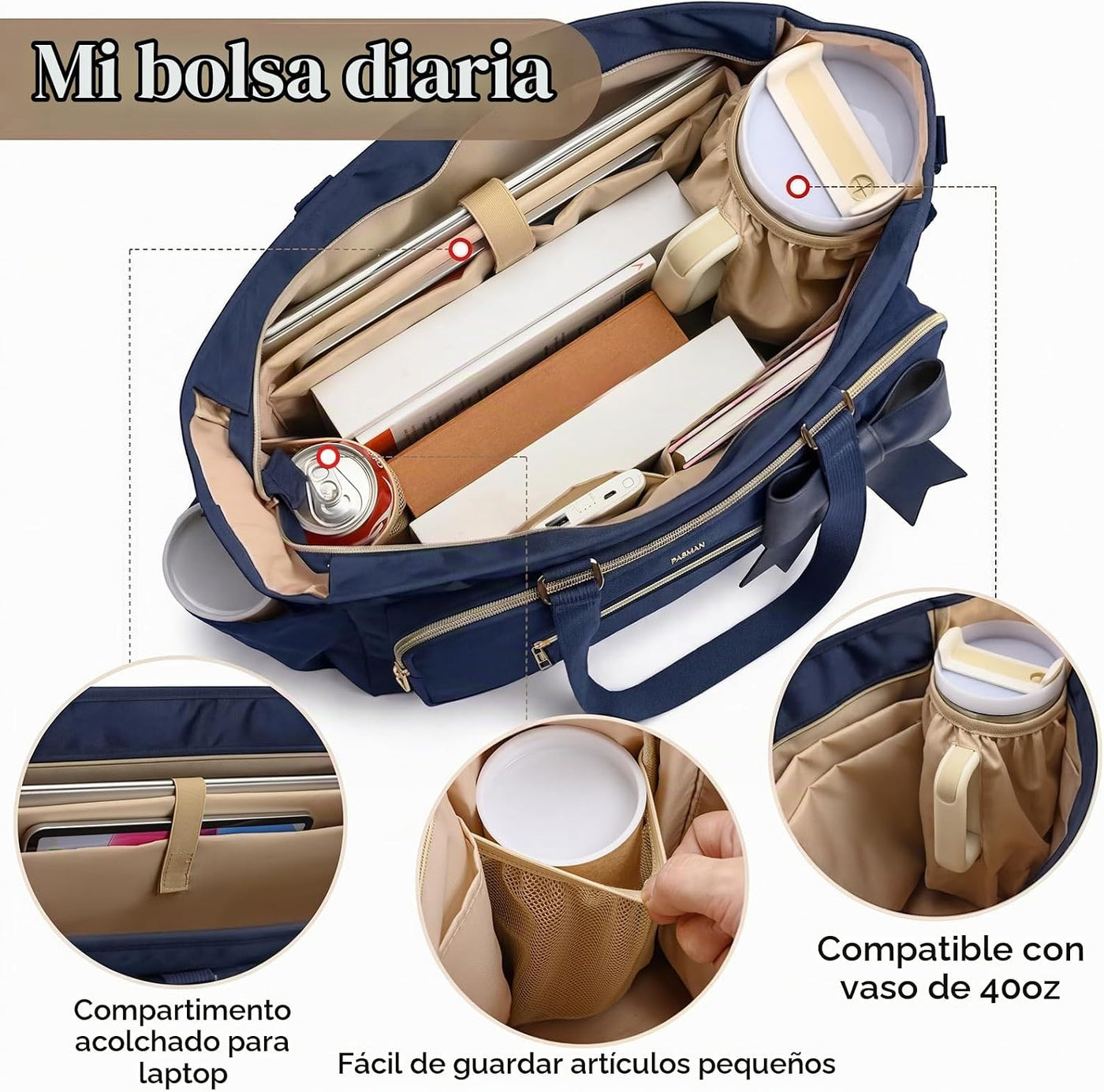PASMAN Bolsa de mano para profesores para mujer, bolsa estructurada...