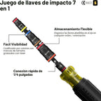 Klein Tools 65301KNECT Juego de llaves de impacto, KNECT (S) Juego de herramientas SAE de paso y zócalo abatible, adaptador de destornillador de impacto, organización de herramientas MODbox