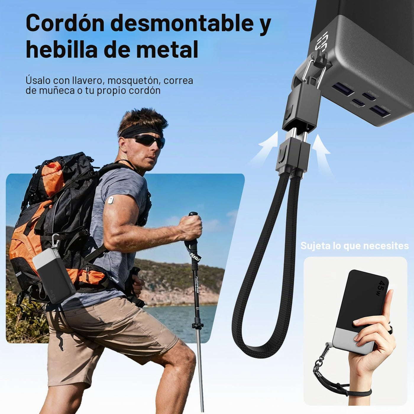NOBIS Cargador portátil de 20000 mAh, batería de 45 W, carga rápida...