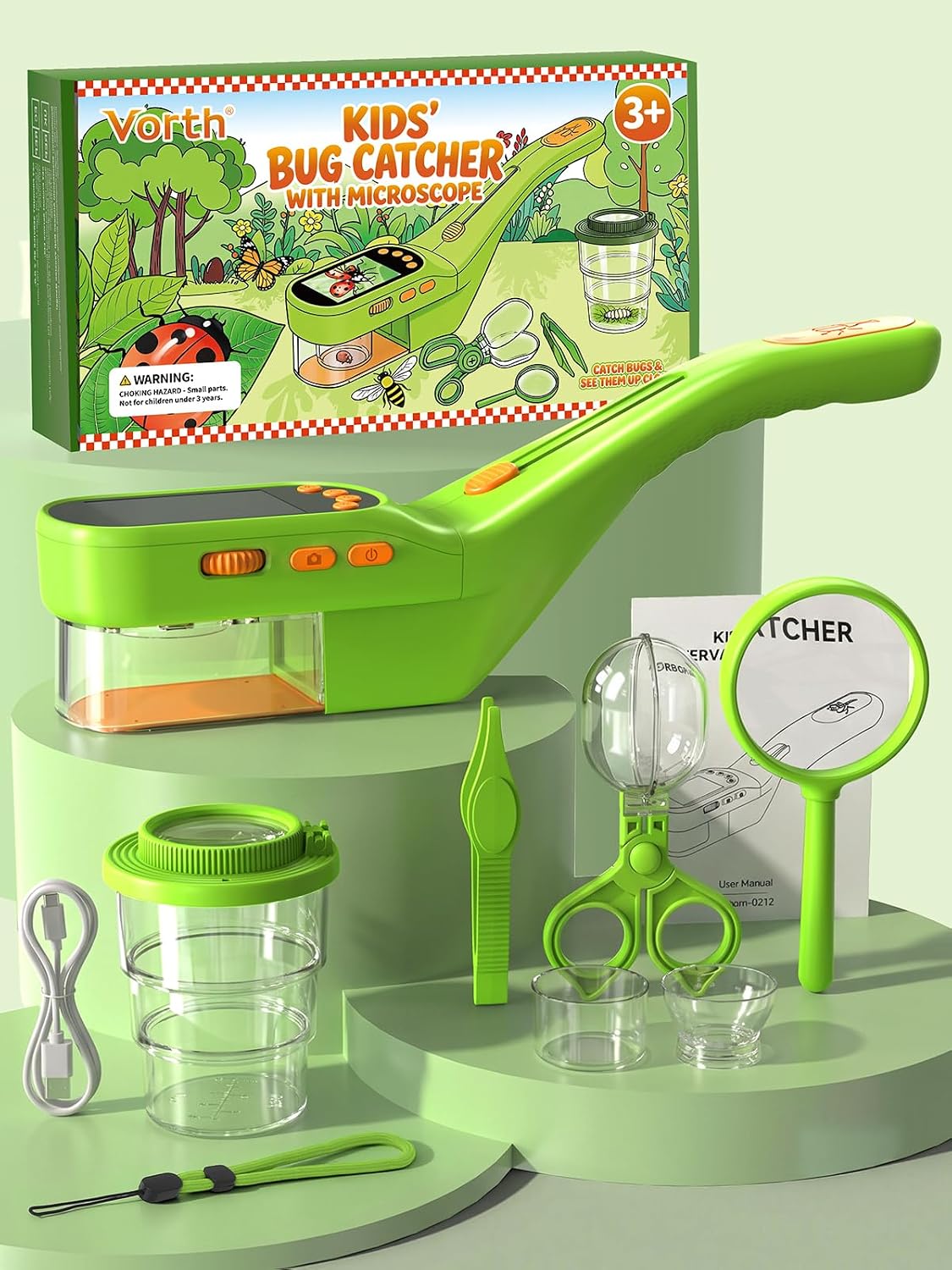 Cazador de insectos para niños con microscopio, kit para capturar insectos - Color verde esmeralda