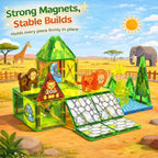LATI Zoo World - Azulejos magnéticos para niños con jirafa, león y oso