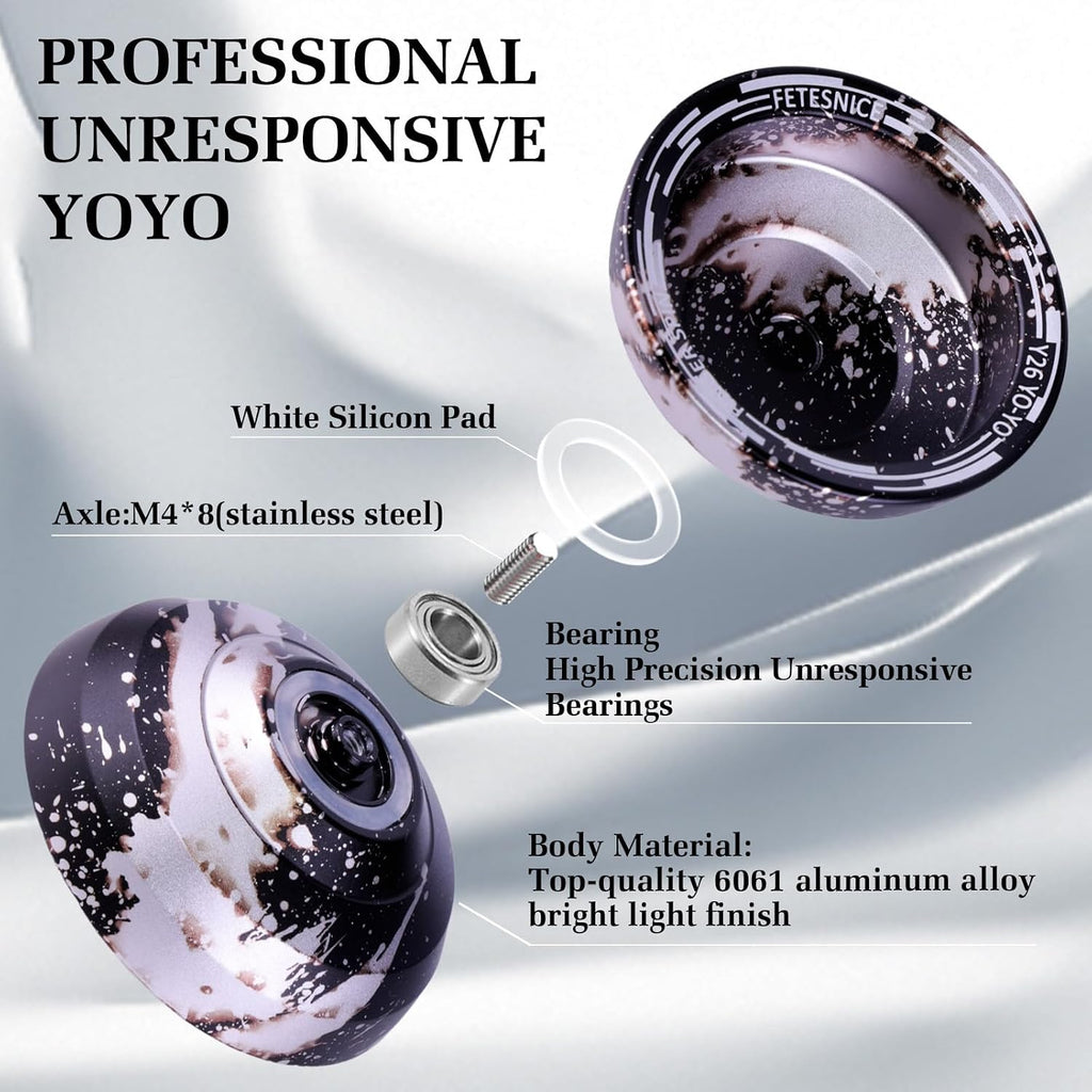 FETESNICE Yoyo profesional Yoyo de mariposa Y26 - Yoyo giratorio de dedo de doble modo receptivo/no responde, para niños, adultos y jugadores de competencia | Yoyo profesional con 10 cuerdas + estuche