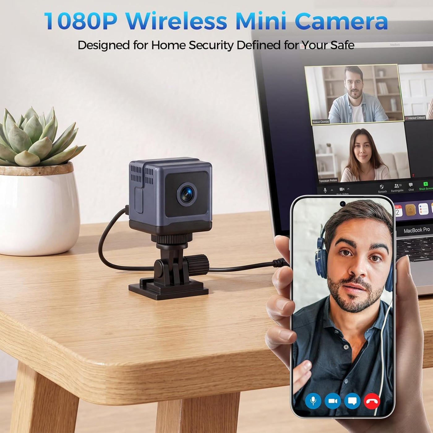 HSKAH Mini cámara WiFi HD 1080P inalámbrica Nanny Cam con visión no...