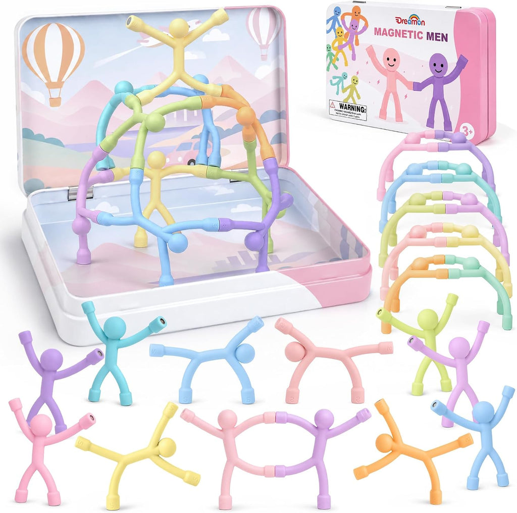 20 Pcs Magnetic Fidget Travel Toys para Kids con metal Storage Case, Pastel