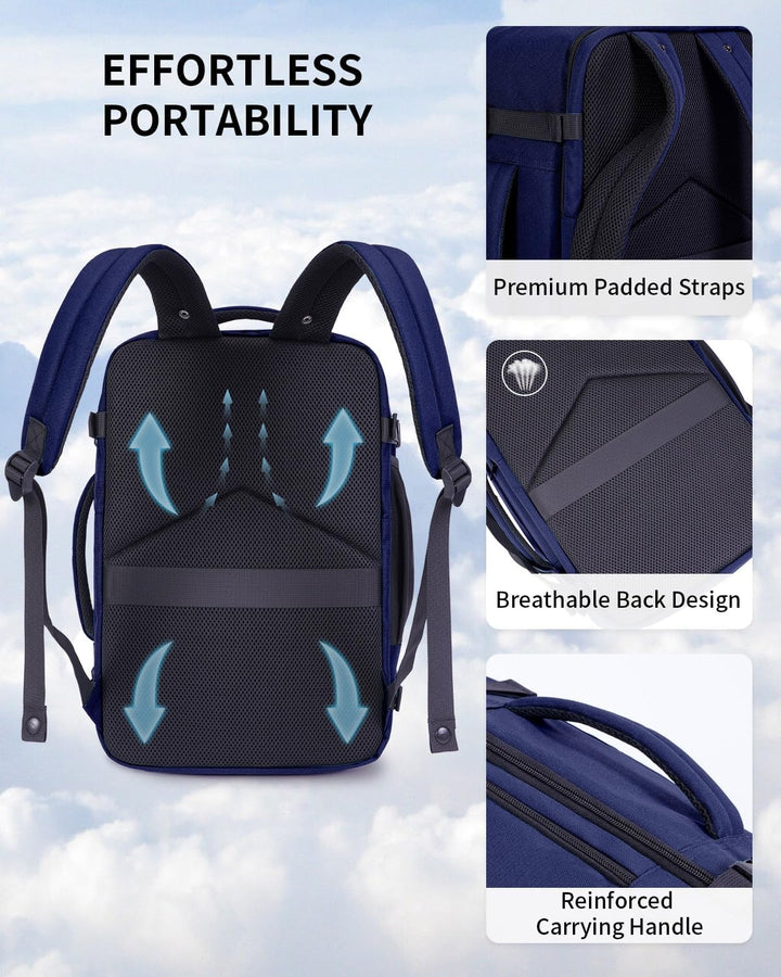 ECOHUB Mochila de Viaje Mochila de Equipaje de Mano, Azul-3, Mochil...