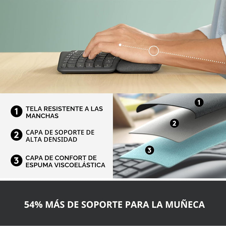 Logitech Ergo K860 Teclado ergonómico inalámbrico - Teclado dividid...