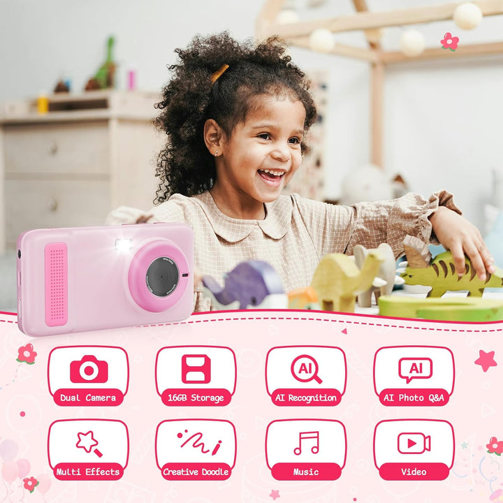 Gisotu Cámara digital AI, cámara AI para niños, reconocimiento de t...