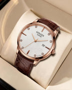 Reloj de vestir minimalista para hombre, clásico movimiento de cuarzo japonés, reloj de pulsera casual de negocios con ventana de fecha única, resistente a los arañazos