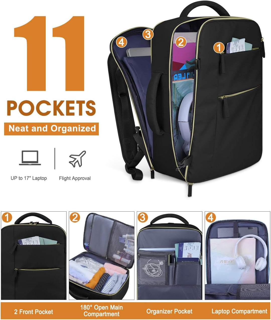 Mochila de viaje Capolo para mujeres y hombres, mochila impermeable...