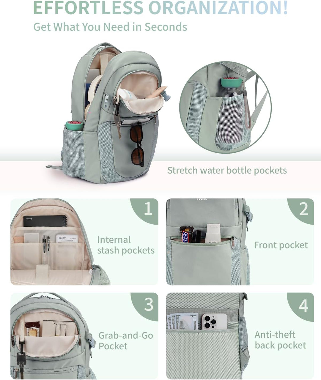 ECOHUB Mochila de viaje para mujeres, para portátil de 17.3 pulgada...
