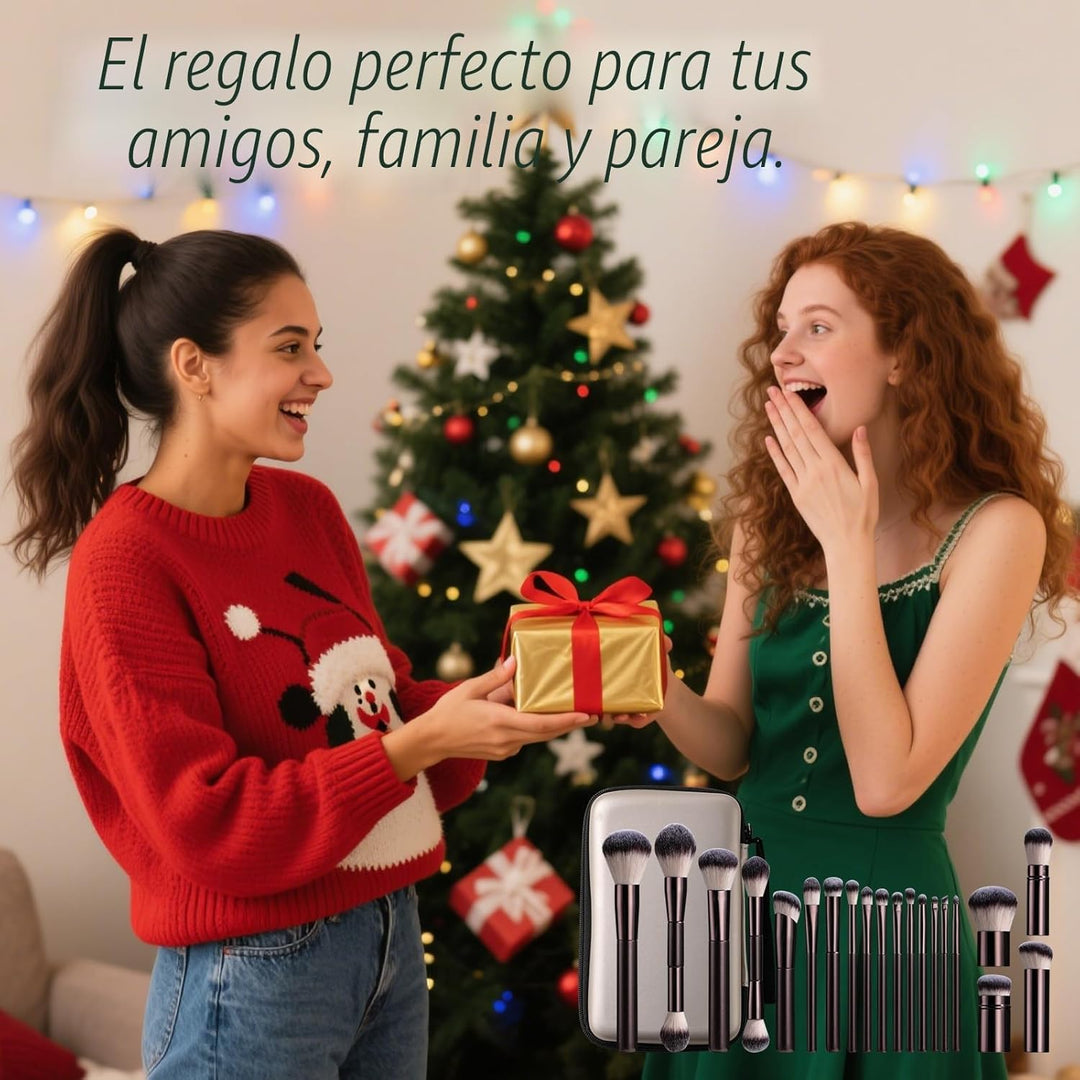 Brochas de maquillaje profesionales BS-MALL con estuche de viaje, b...