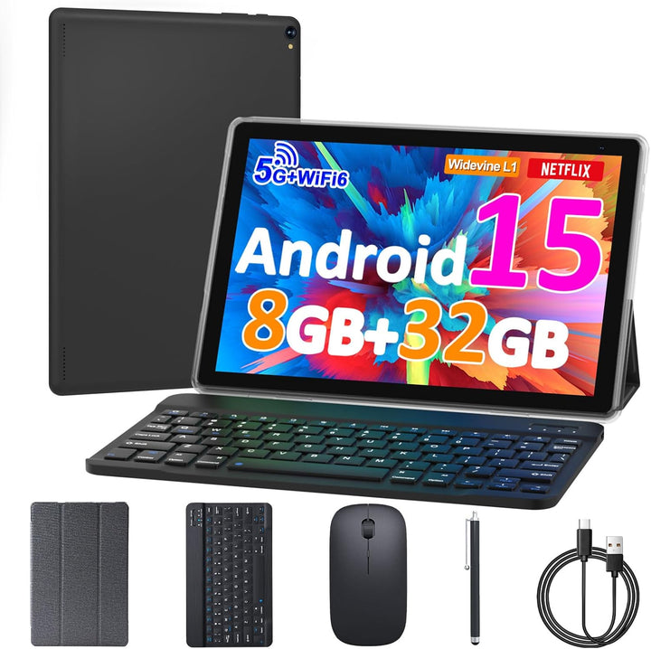 Tablet Android 15 de 10 pulgadas, 8GB RAM 32GB ROM Potente CPU de c...
