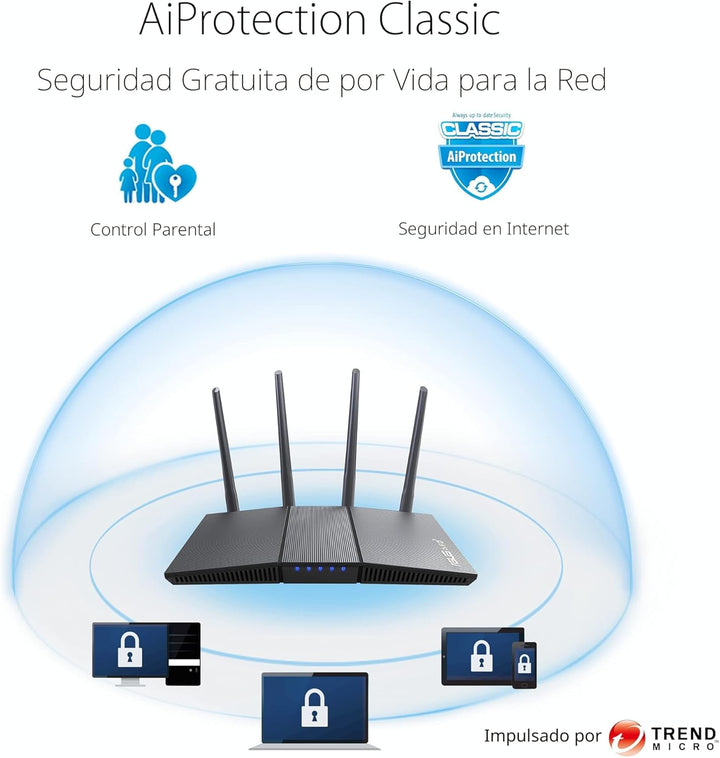 ASUS RT-AX1800S Router extensible WiFi 6 de doble banda, seguridad...