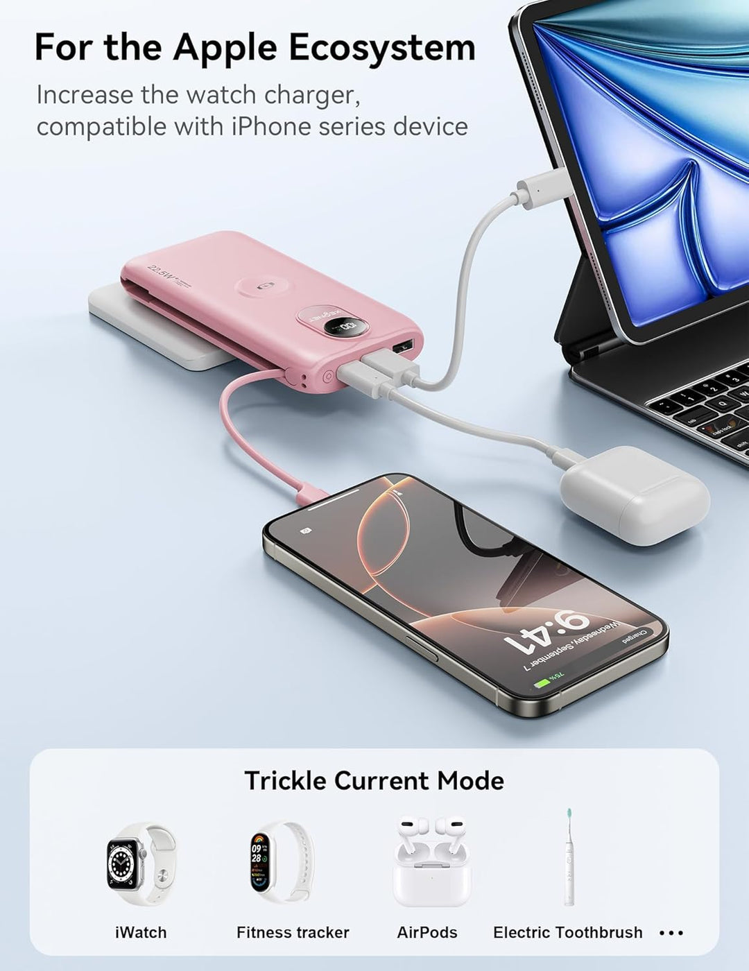 Portable Charger, 10000mAh 22.5W Power Bank Fast Charging with Buil...