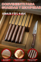 Huusk - Juego de 6 cuchillos para carne con bloque de madera
