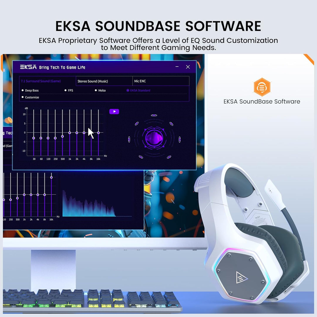 EKSA E1000WT Wireless Gaming Headset,2.4GHz USB Gaming Headphones w...