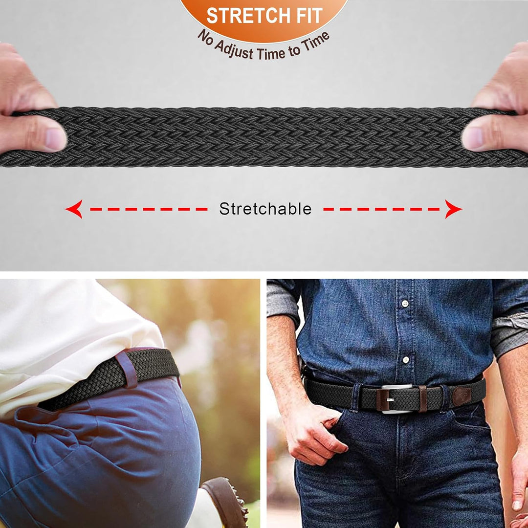 BULLIANT Cinturón para hombre, paquete de 2, elástico, trenzado, pa...