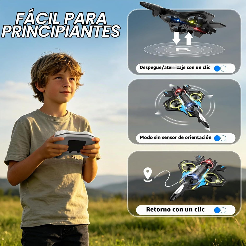 4DRC Aviones RC de espuma con control remoto para niños y adultos, avión de combate RC con luz, 360° Flip Fighter Jet Toys, Stunt Roll, regalos de juguete de avión para niños