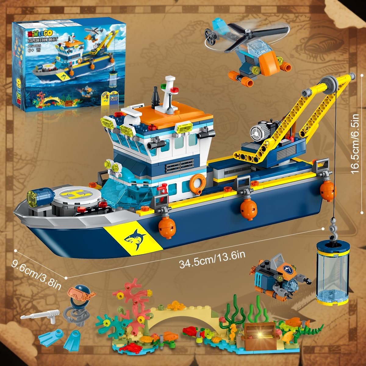 HiWEEGO City - Juego de construcción de barcos flotantes con luz LED para