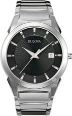 Bulova Reloj de hombre de 3 manecillas con calendario y fecha, mecanismo de cuarzo, esfera con patrón, 38mm, Estilo: 96B149