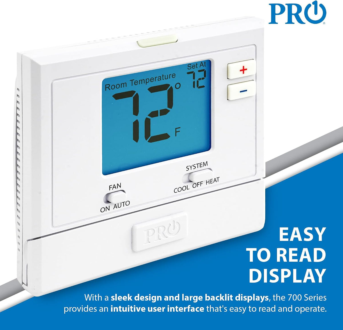 PRO1 T701 - Termostato de pared no programable de una sola etapa para sistemas convencionales de 1 calor/1 frío, termostato digital convencional para el hogar