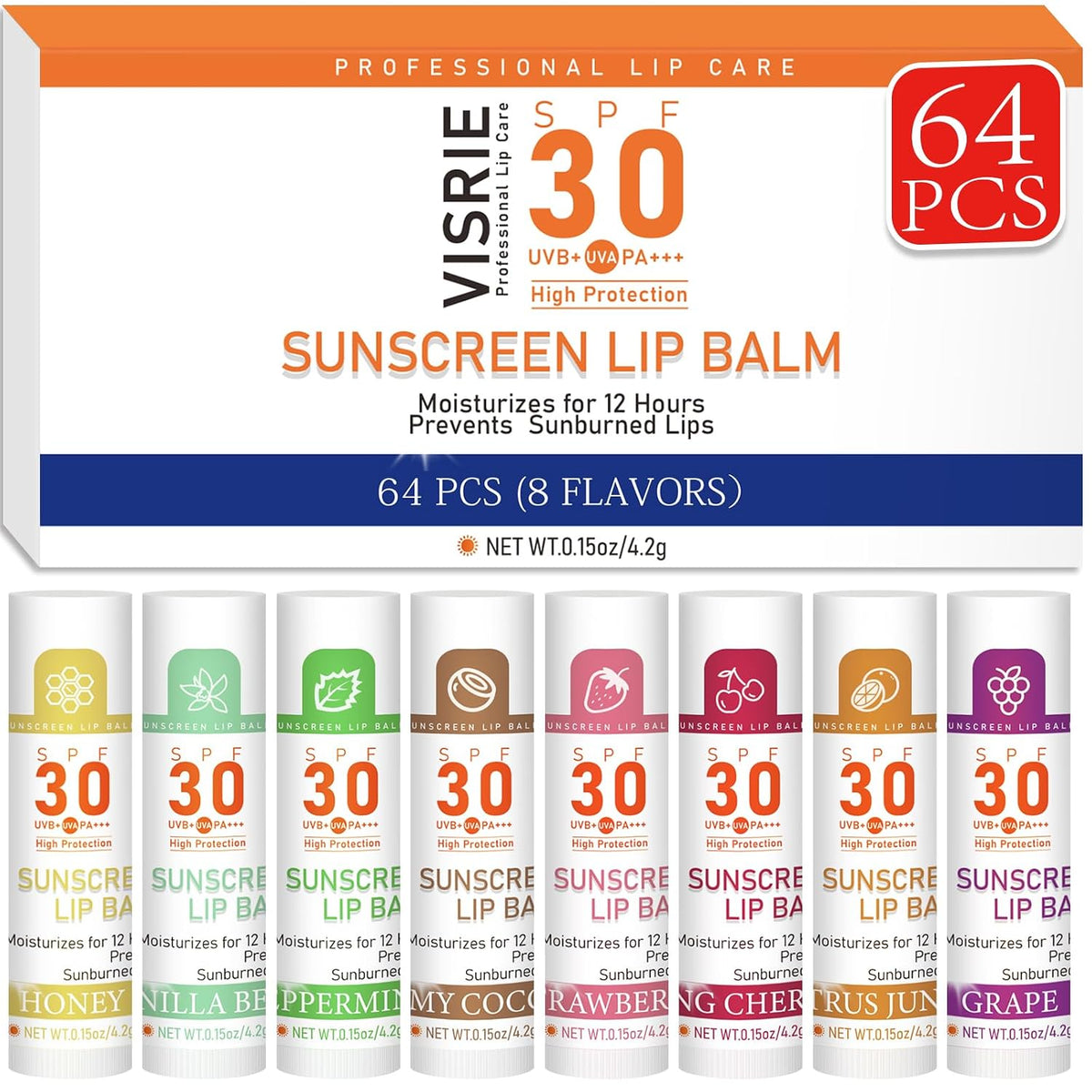 Bálsamo labial con protección solar SPF 30, tamaño de viaje a grane...