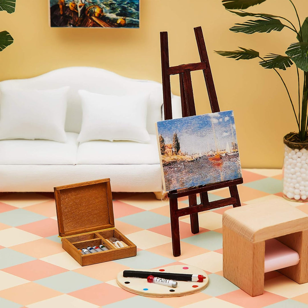 Skylety Juego de accesorios de pintura de casa de muñecas