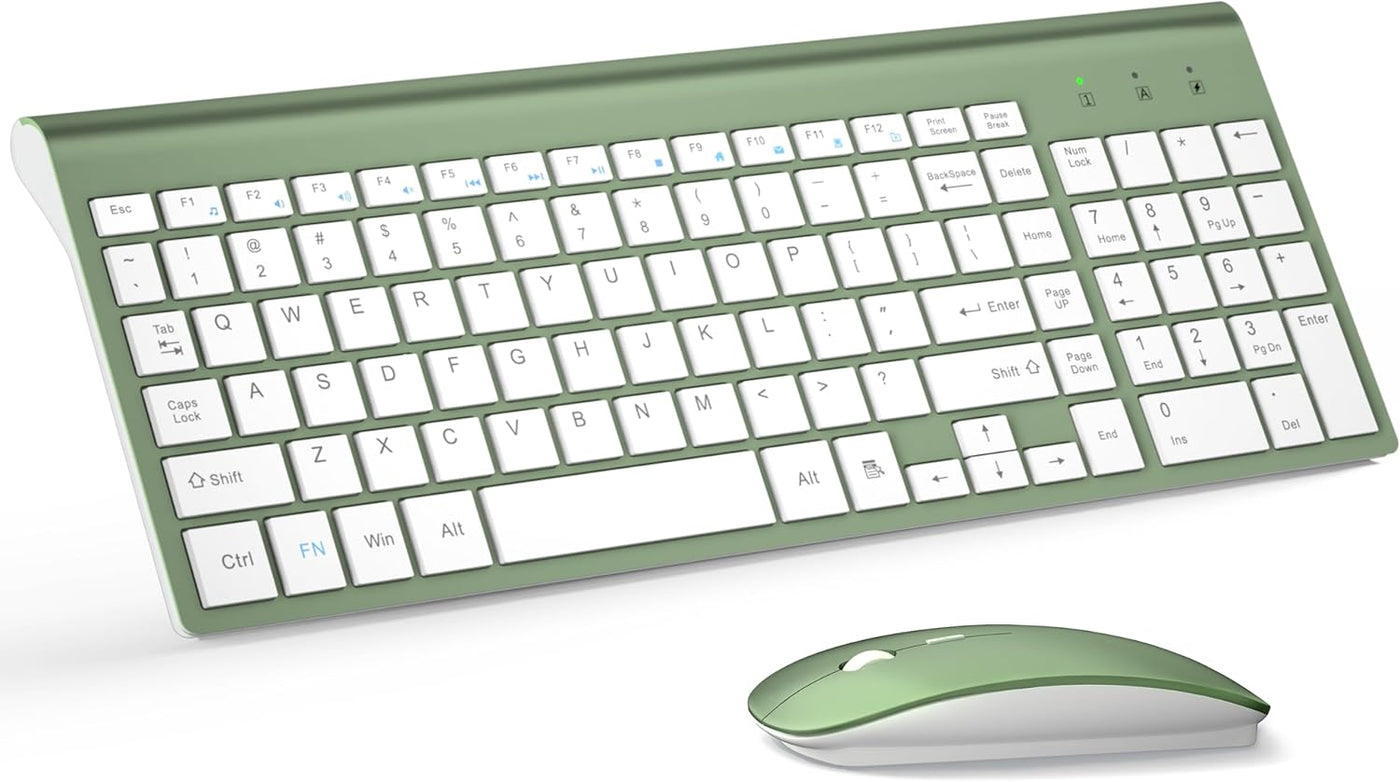 TopMate - Combo de teclado y mouse inalámbricos ultradelgados, 2.4G...