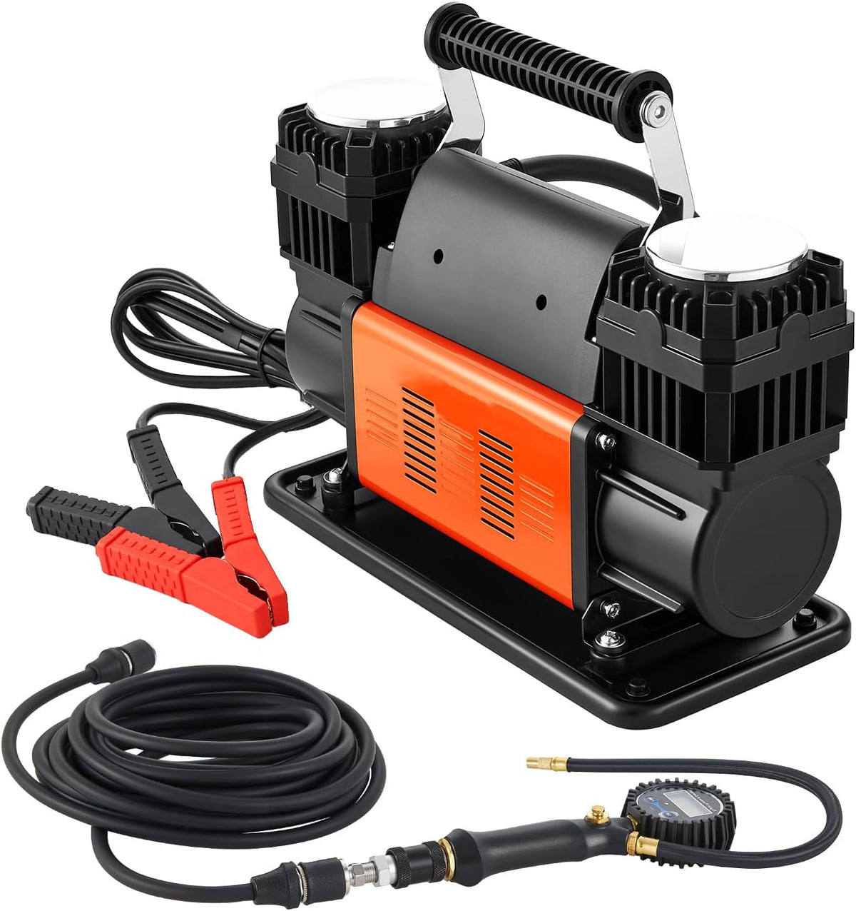 VEVOR Compresor de aire de doble cilindro resistente, inflador de n...
