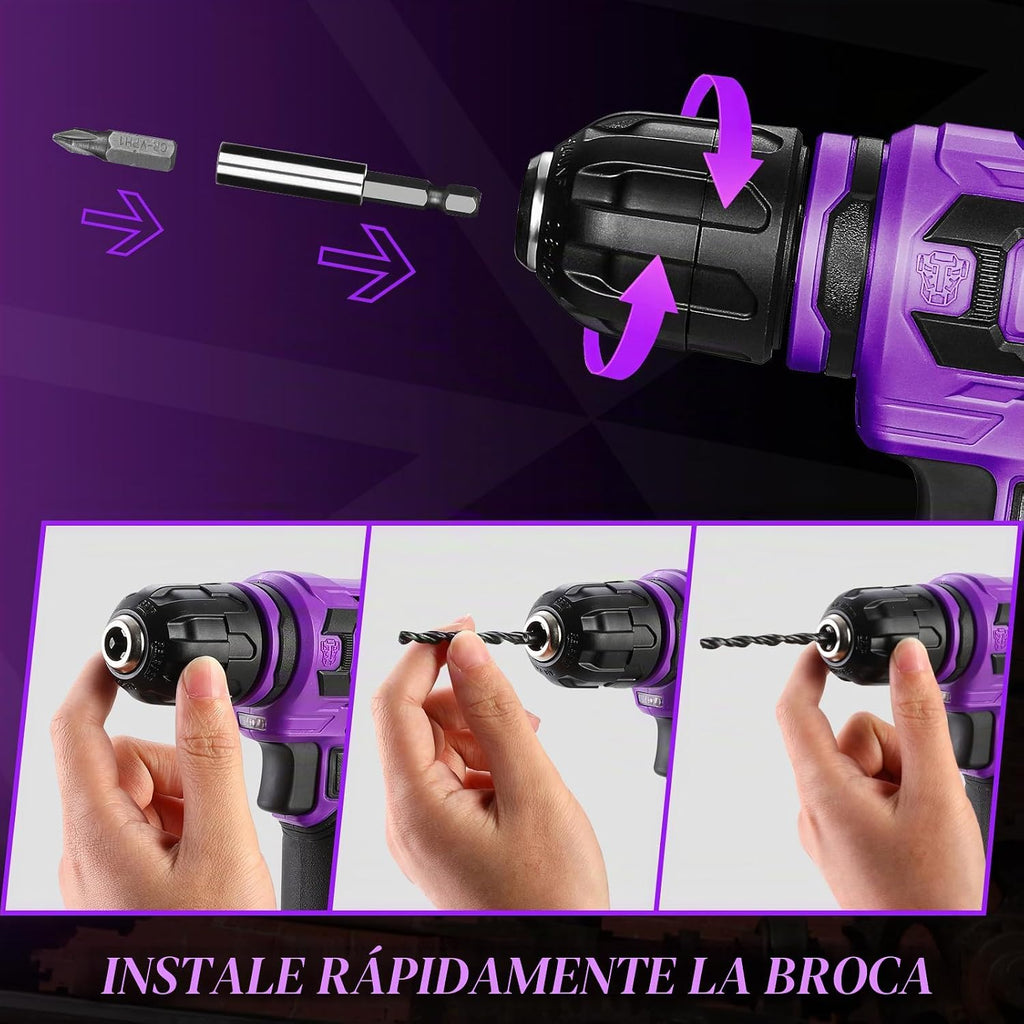 Taladro inalámbrico: DEKOPRO Juego de taladro eléctrico de 12 V, taladros eléctricos de 800 rpm, taladros pequeños con portabrocas sin llave de 3/8 pulgadas y juego de herramientas portátil, caja de