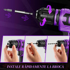 Taladro inalámbrico: DEKOPRO Juego de taladro eléctrico de 12 V, taladros eléctricos de 800 rpm, taladros pequeños con portabrocas sin llave de 3/8 pulgadas y juego de herramientas portátil, caja de