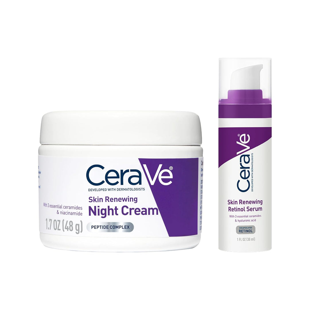 Crema de noche renovadora de la piel CeraVe, 1.7 onzas+ suero de re...