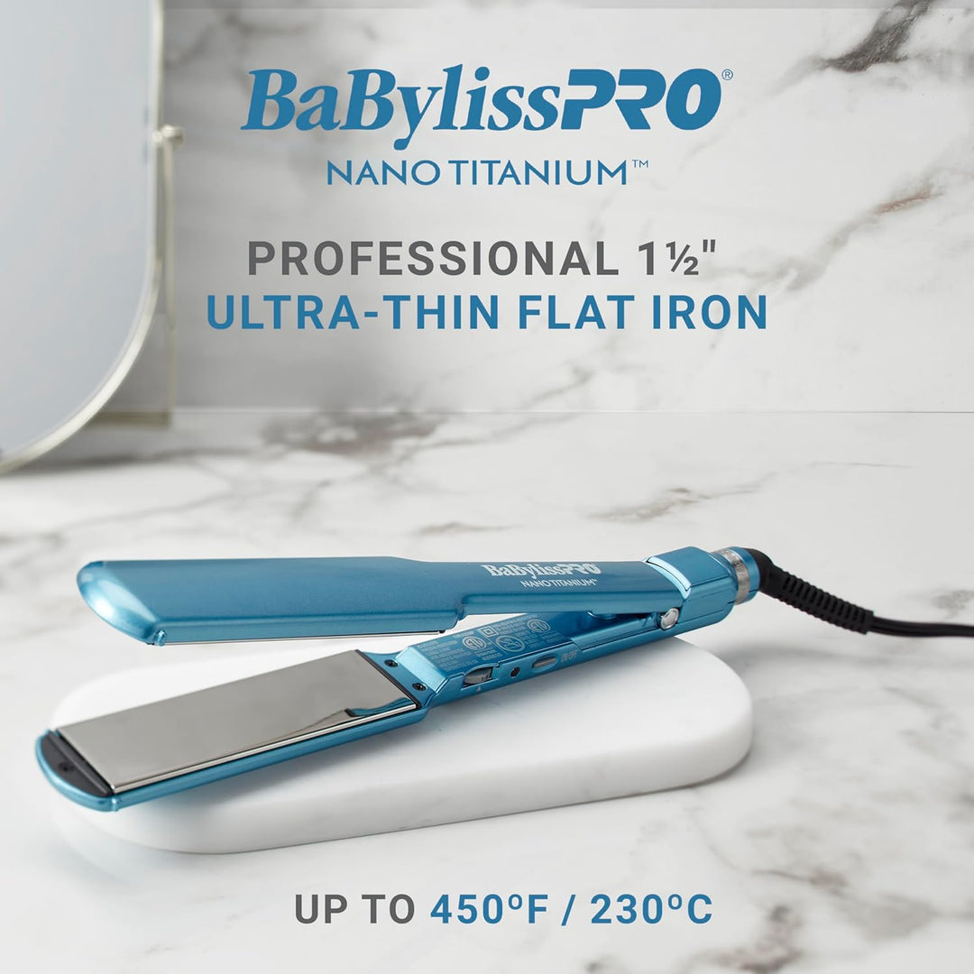 BabylissPRO Nano Titanium Ultra-Thin Hair Straightener, Professiona...
