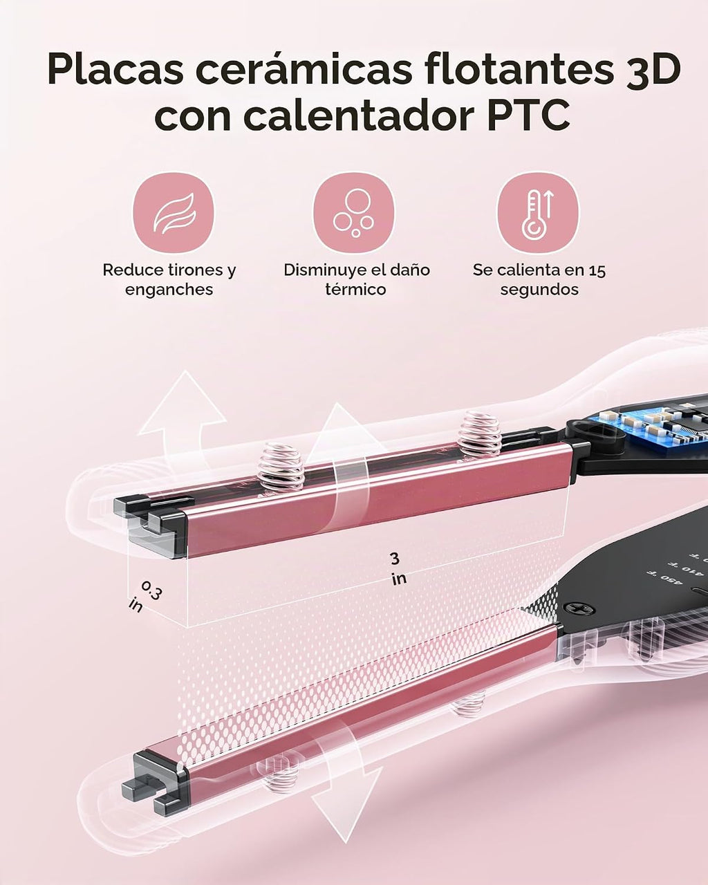Wavytalk 3/10" lápiz plancha plana oro rosa y soplado secador de pelo ónico oro rosa