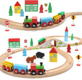 SainSmart Jr. Juego de Tren de Madera para Niños Pequeños con Vías de Tren de Doble Cara Compatible con Brio, Thomas, Melissa y Doug, Tren de Juguete de Madera Infantil para Niños y Niñas de 3, 4, 5