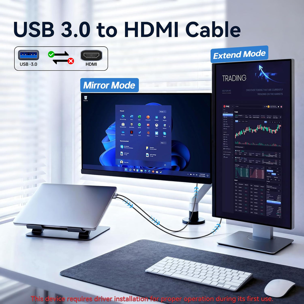 Cable USB 3.0 HDMI de 5 pies, cable USB macho HDMI macho 1080P @60Hz