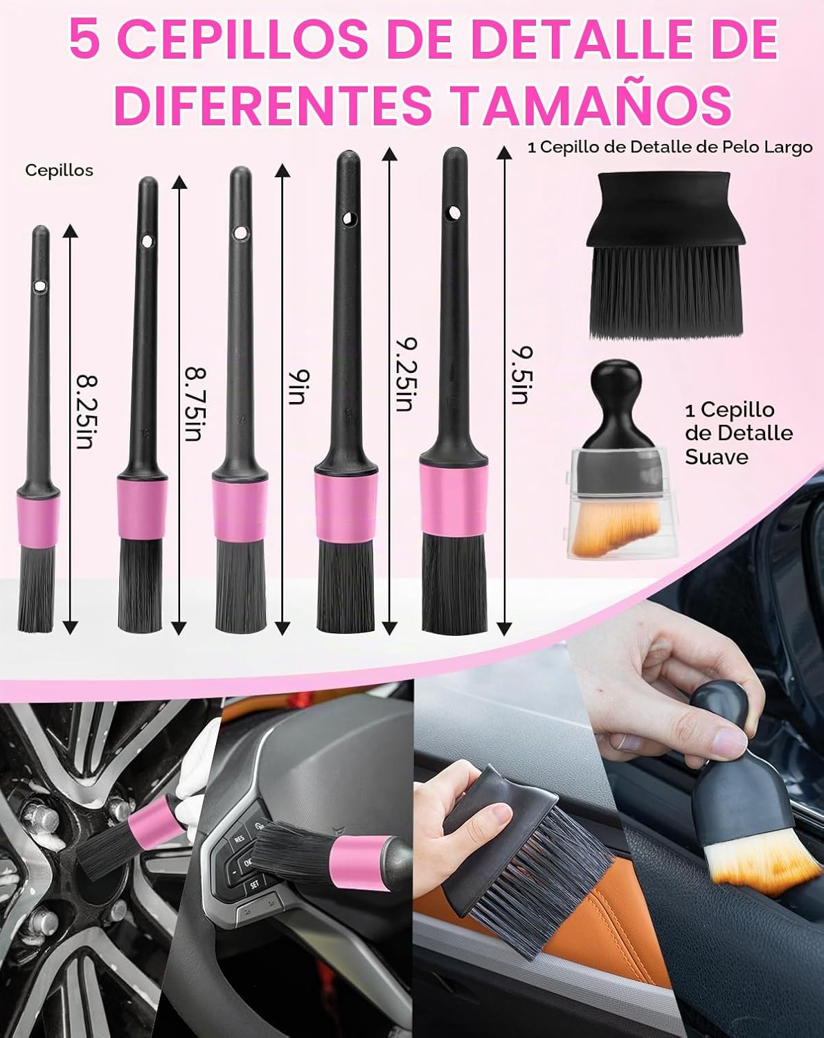 THINKWORK Kit de limpieza de coche con vacío, limpieza profunda para