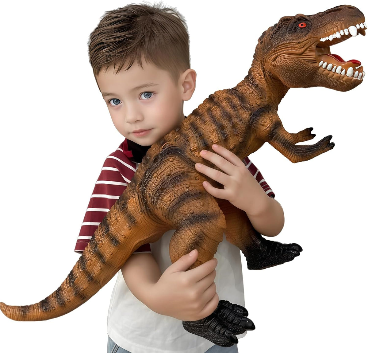 Gzsbaby Juguetes de dinosaurios grandes para niños pequeños, figuras de dinosaurio de tiranosaurio Rex de 28 pulgadas, juguetes de dinosaurio realistas jumbo para niños y niñas, regalo para niños de 1, 2, 3, 4, 5, 6, 7, 8 años (marrón)