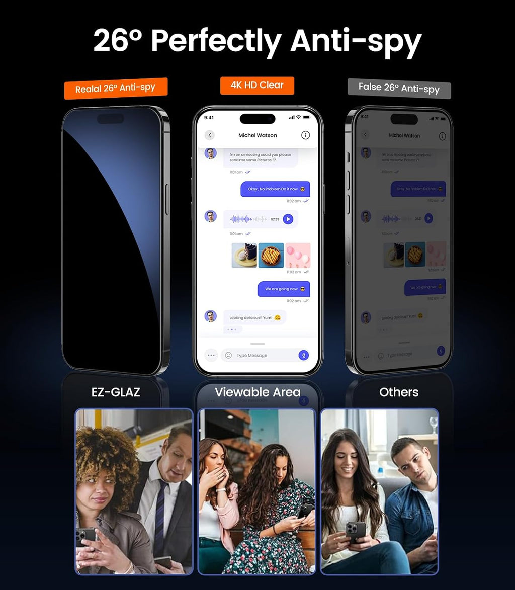 Paquete de 4 Protectores de Pantalla de Privacidad para iPhone 16/iPhone 15 (6.1")