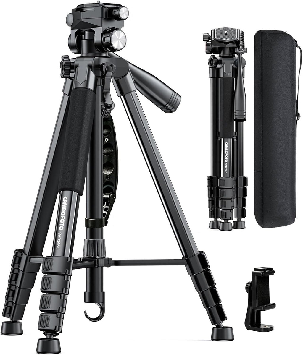 Camofoto - Trípode para cámara de 74 pulgadas, soporte de trípode para