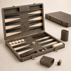 Juego de backgammon de nogal de lujo, tablero de madera con estuche de viaje, cubo doble