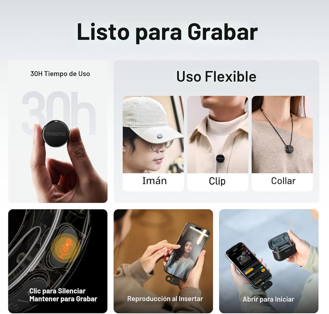 MAONO Micrófono Lavalier inalámbrico para iPhone\/Android\/cámara\/...
