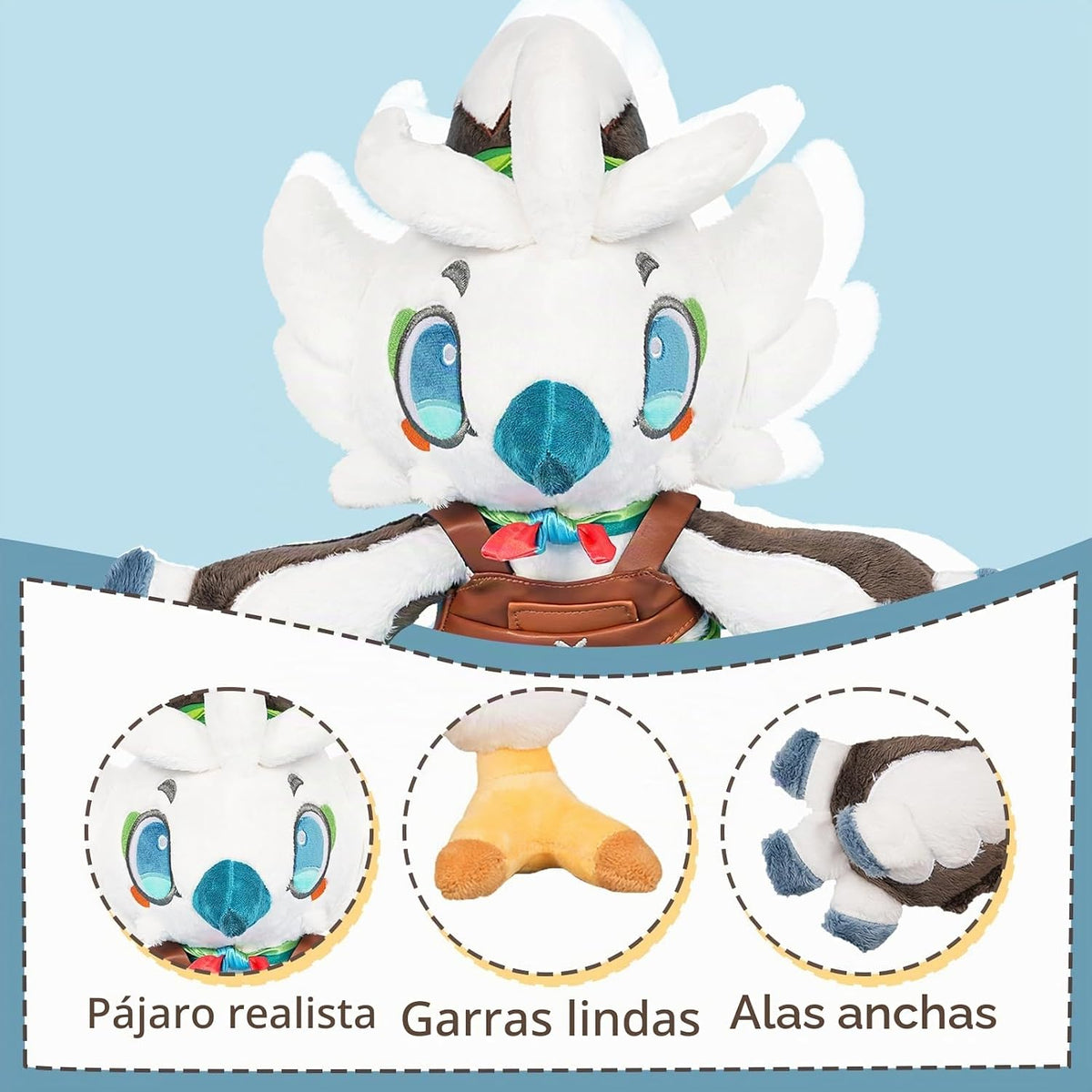 Nadou TLOZ Tulin de peluche, pájaro blanco de 12 pulgadas, juguete de abrazo para Halloween, Navidad, cumpleaños para niños y niñas