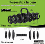 Pesa rusa ajustable 2 en 1, juego de pesas rusas de 15 a 45 libras con agarre ancho, pesas de mancuernas de 4.8 a 30 libras para entrenamiento de fuerza en el gimnasio en casa
