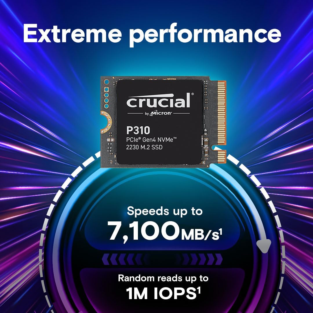 Crucial P310 1TB M.2 2230 SSD, PCIe Gen4 NVMe, hasta 7,100MB\/s, un...
