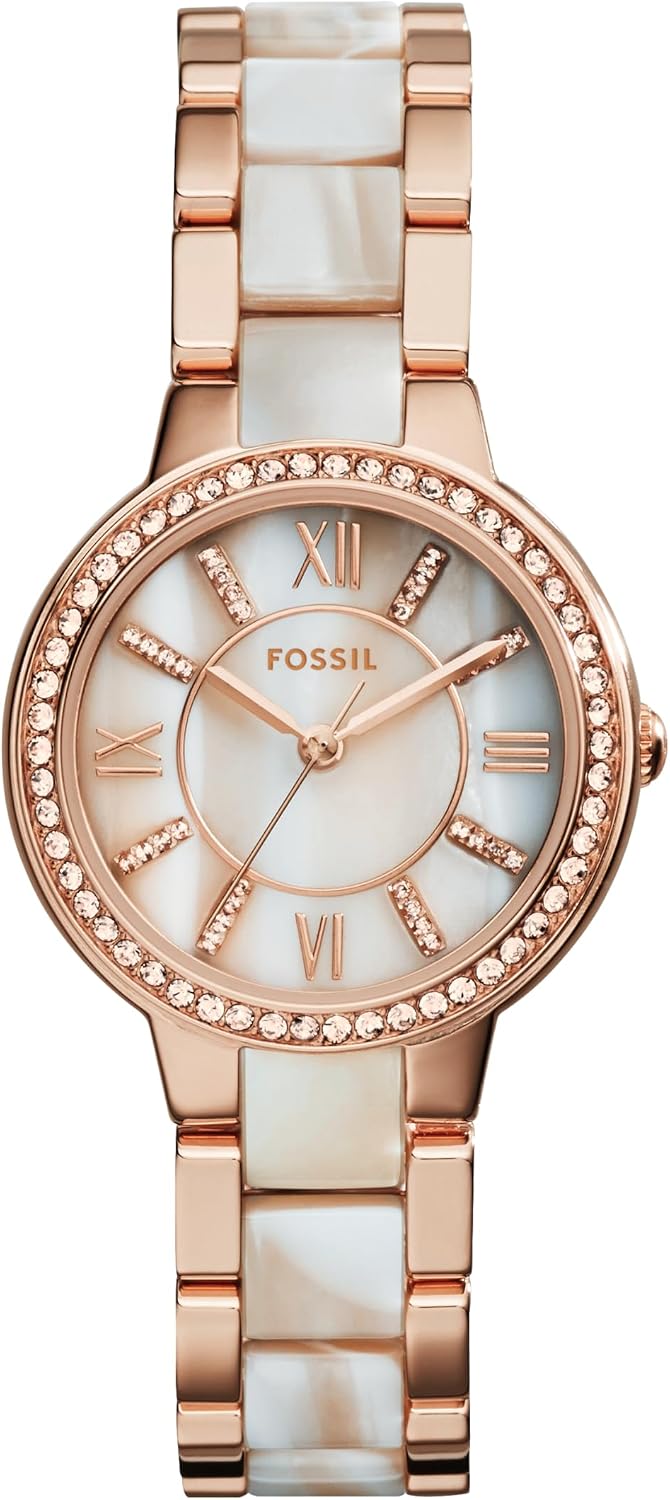 Reloj para mujer Fossil, Virginia Quartz de acero inoxidable con tres manecillas